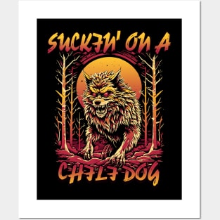 Suckin On A Chili Dog Meme Funny Wolf Badass Werewolf Posters and Art